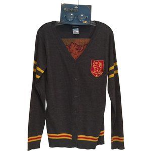 HARRY POTTER Juniors Size M Gryffindor Button Front Cardigan & Iconic Glasses